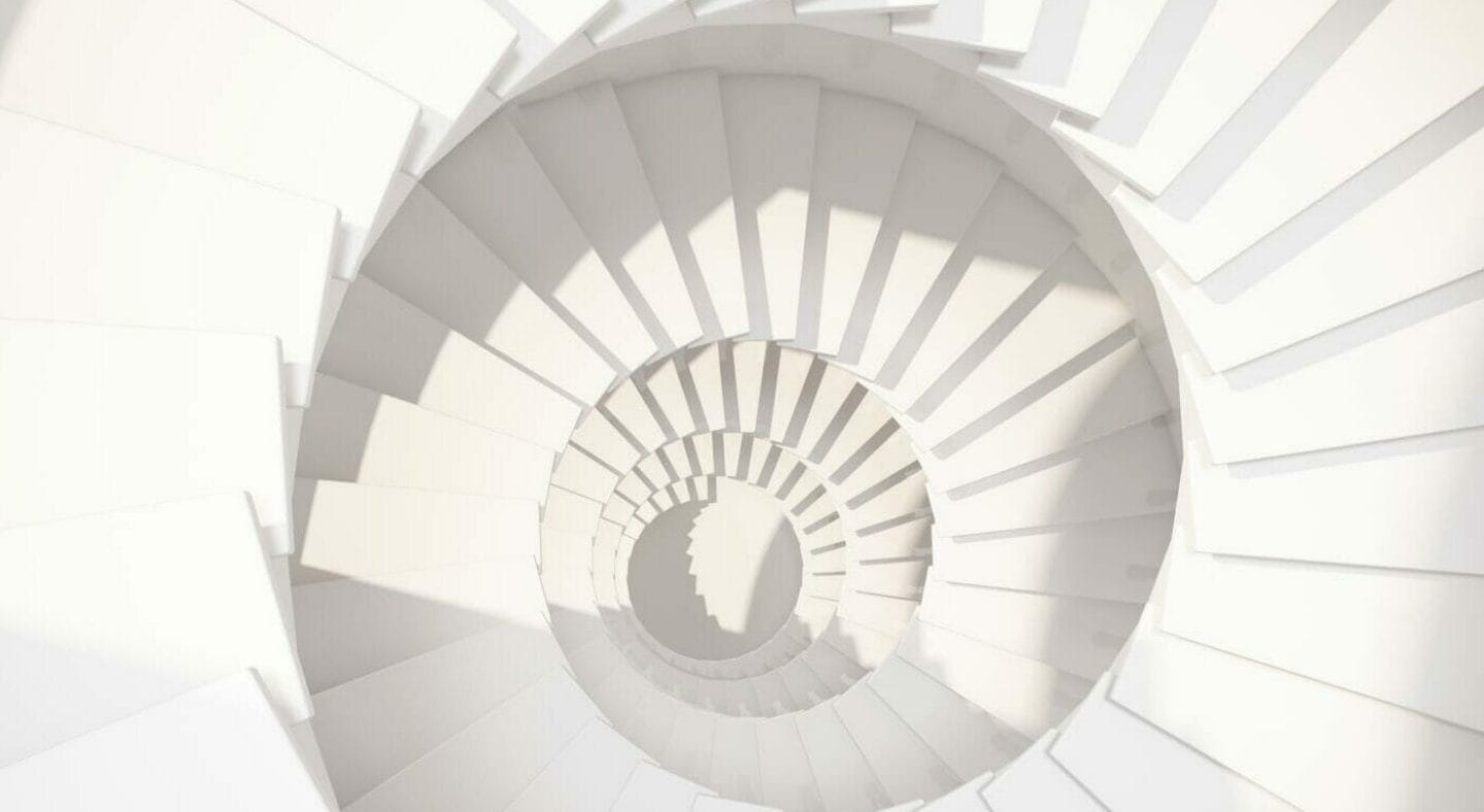 White spiral stairs in sun light abstract interior 509046414 5333x3000 e1663169096626